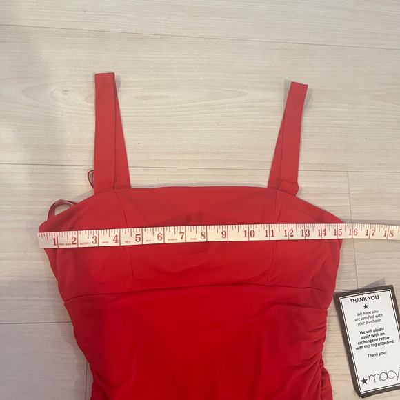 🆕City Studio Sexy Red Square Neck Ruched Bodycon Mini Cocktail Dress Women Sz L - Picture 3 of 7